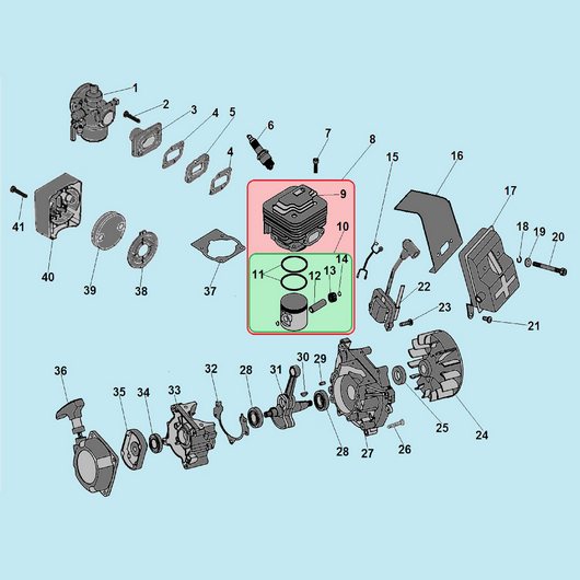 Цилиндр, поршень и картер Champion PS242 
